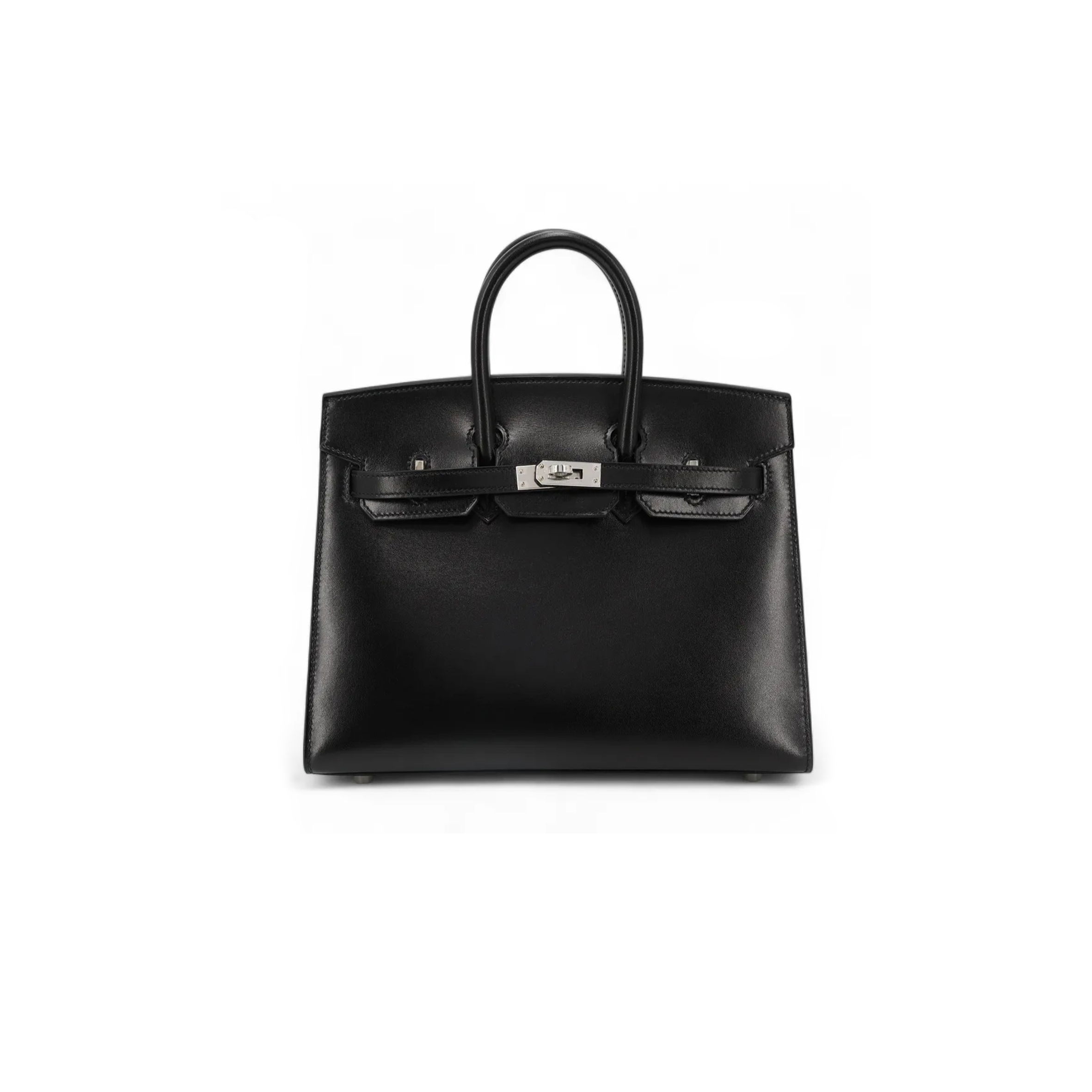 HERMÈS BIRKIN 25 BOX LEATHER BLACK SILVER BUCKLE H029283CK86 (25*20*13cm)